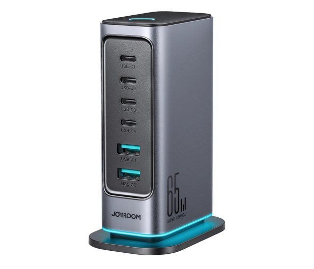 JoyRoom Ładowarka GaN wieloportowa 65W EU 4x USB-C 2x USB-A JR-TCM02 6956116795528 - 1287633 - zdjęcie
